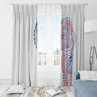 Hawaiian Traditional Tattoos Window Curtain Kakau Tribal Tropical Plant Motif Hawaii Flag Color Inspired