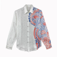 Hawaiian Traditional Tattoos Women Casual Shirt Kakau Tribal Tropical Plant Motif Hawaii Flag Color Inspired