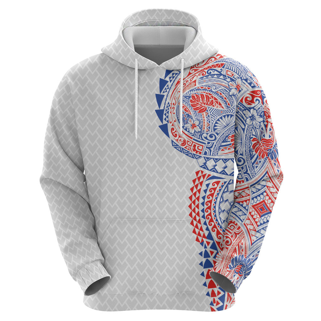 Hawaiian Traditional Tattoos Zip Hoodie Kakau Tribal Tropical Plant Motif Hawaii Flag Color Inspired