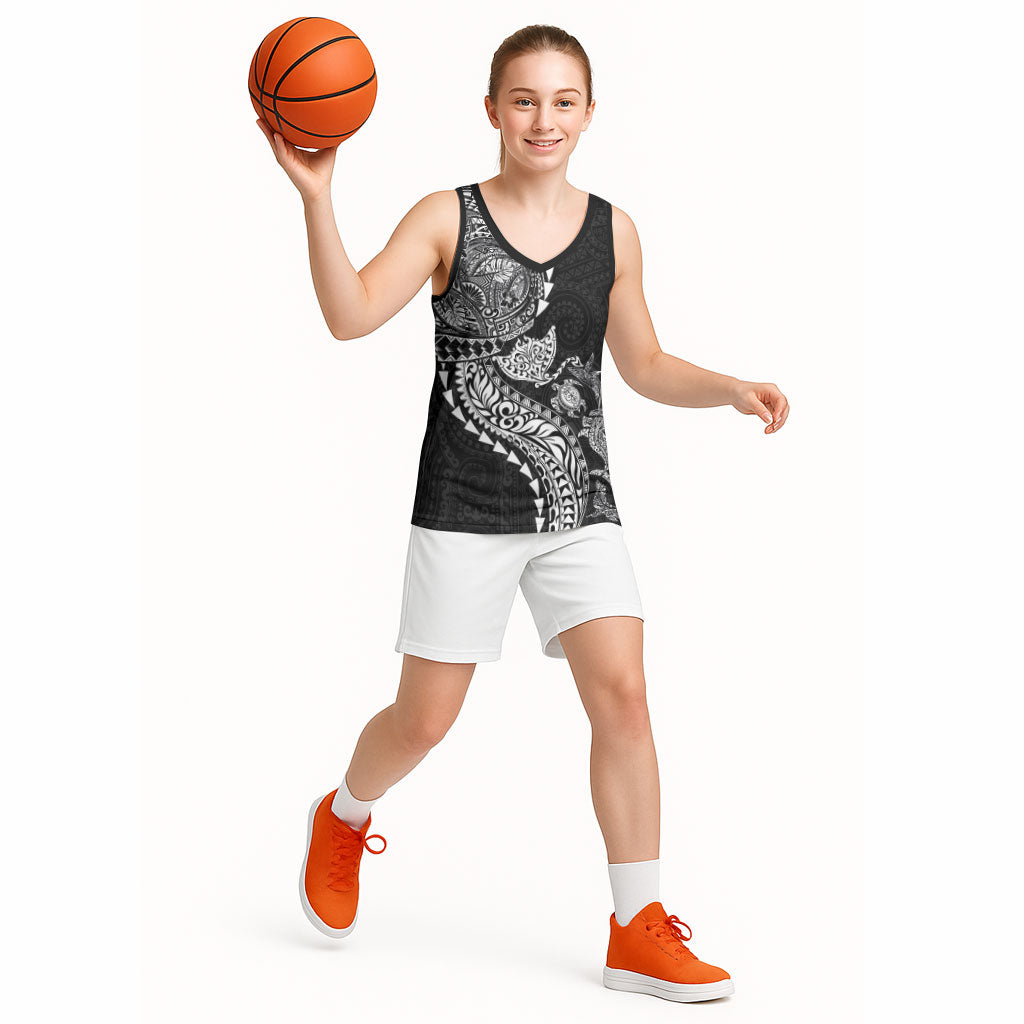 Hawaiian Kakau Tribal Sea Animals Tattoos Basketball Jersey Black Color