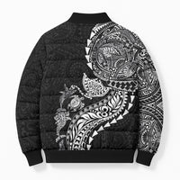 Hawaiian Kakau Tribal Sea Animals Tattoos Bomber Puffer Jacket Black Color
