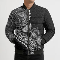 Hawaiian Kakau Tribal Sea Animals Tattoos Bomber Puffer Jacket Black Color