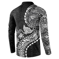 Hawaiian Kakau Tribal Sea Animals Tattoos Button Sweatshirt Black Color LT03 - Polynesian Pride