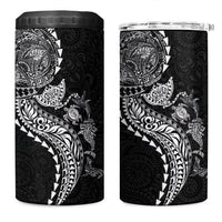 Hawaiian Kakau Tribal Sea Animals Tattoos 4 in 1 Can Cooler Tumbler Black Color