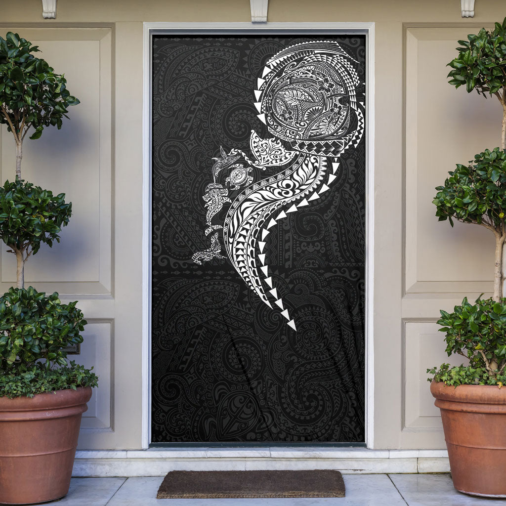 Hawaiian Kakau Tribal Sea Animals Tattoos Door Cover Black Color