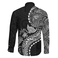 Hawaiian Kakau Tribal Sea Animals Tattoos Family Matching Mermaid Dress and Hawaiian Shirt Black Color