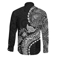 Hawaiian Kakau Tribal Sea Animals Tattoos Family Matching Summer Maxi Dress and Hawaiian Shirt Black Color