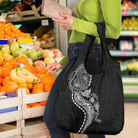 Hawaiian Kakau Tribal Sea Animals Tattoos Grocery Bag Black Color
