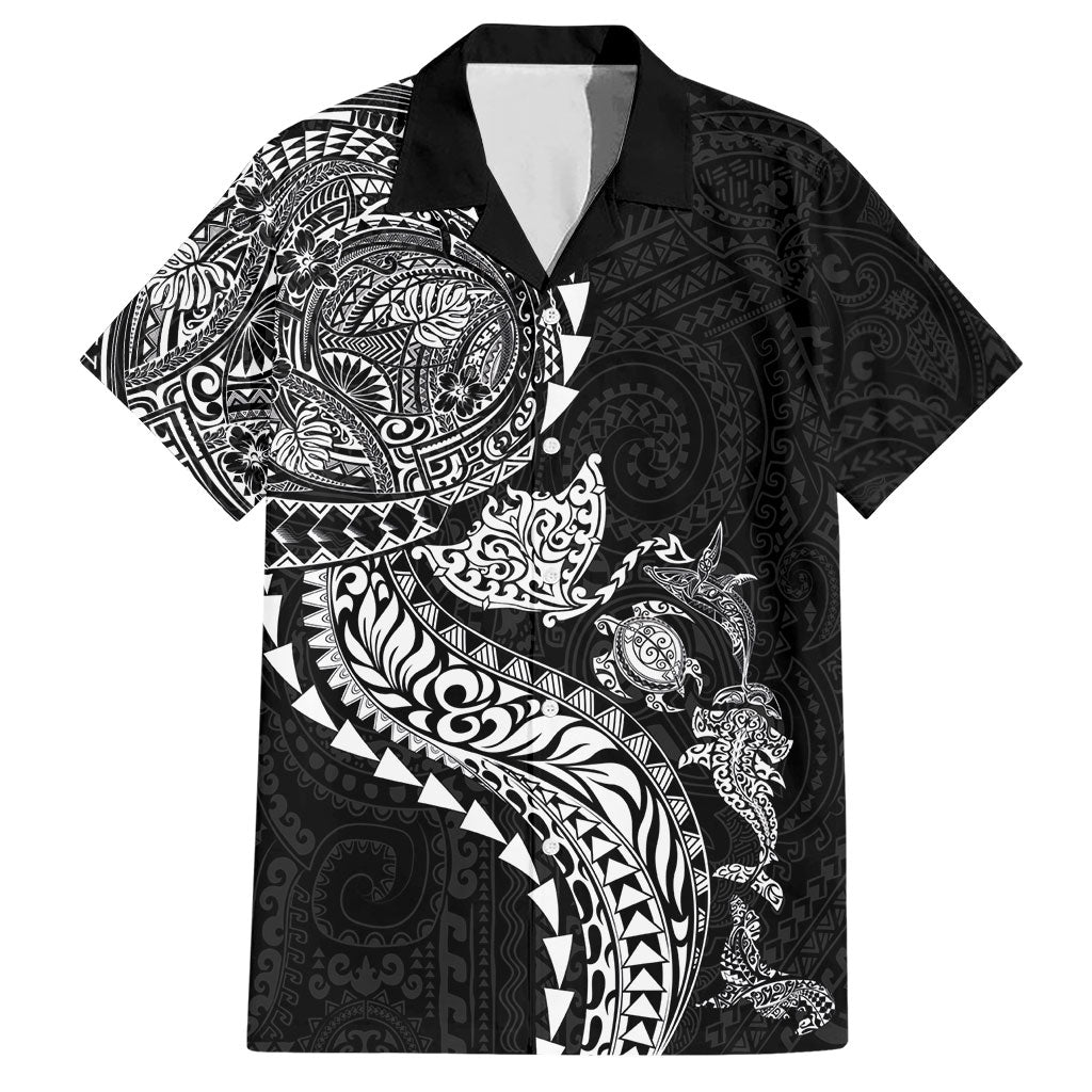 Hawaiian Kakau Tribal Sea Animals Tattoos Hawaiian Shirt Black Color LT03 Black - Polynesian Pride
