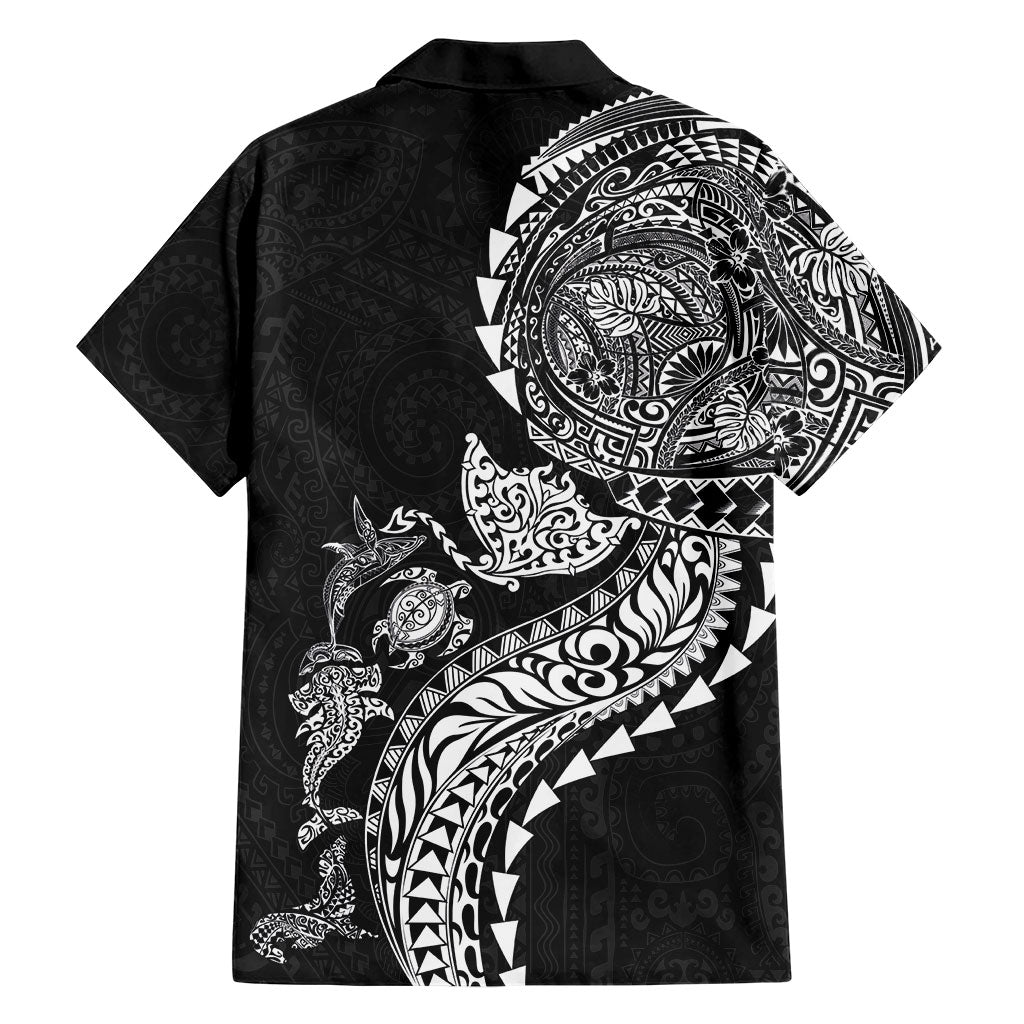 Hawaiian Kakau Tribal Sea Animals Tattoos Hawaiian Shirt Black Color LT03 - Polynesian Pride