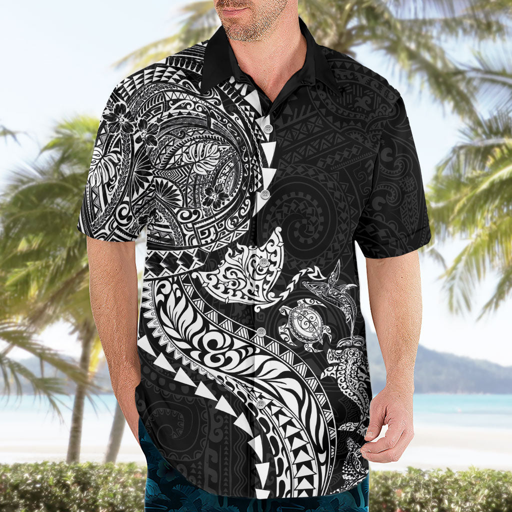 Hawaiian Kakau Tribal Sea Animals Tattoos Hawaiian Shirt Black Color LT03 - Polynesian Pride