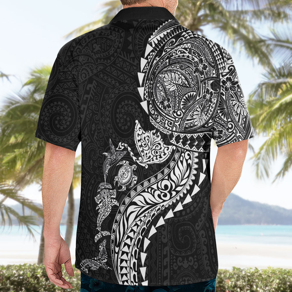 Hawaiian Kakau Tribal Sea Animals Tattoos Hawaiian Shirt Black Color LT03 - Polynesian Pride