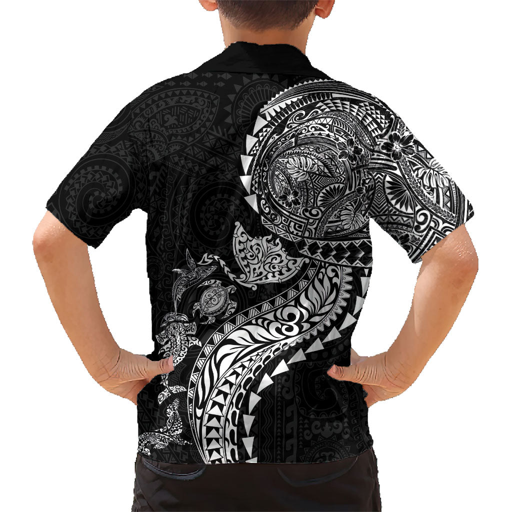 Hawaiian Kakau Tribal Sea Animals Tattoos Hawaiian Shirt Black Color LT03 - Polynesian Pride