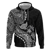 Hawaiian Kakau Tribal Sea Animals Tattoos Hoodie Black Color