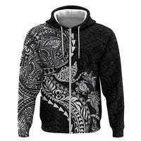 Hawaiian Kakau Tribal Sea Animals Tattoos Hoodie Black Color