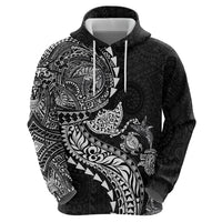 Hawaiian Kakau Tribal Sea Animals Tattoos Hoodie Black Color