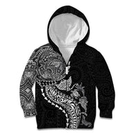 Hawaiian Kakau Tribal Sea Animals Tattoos Kid Hoodie Black Color