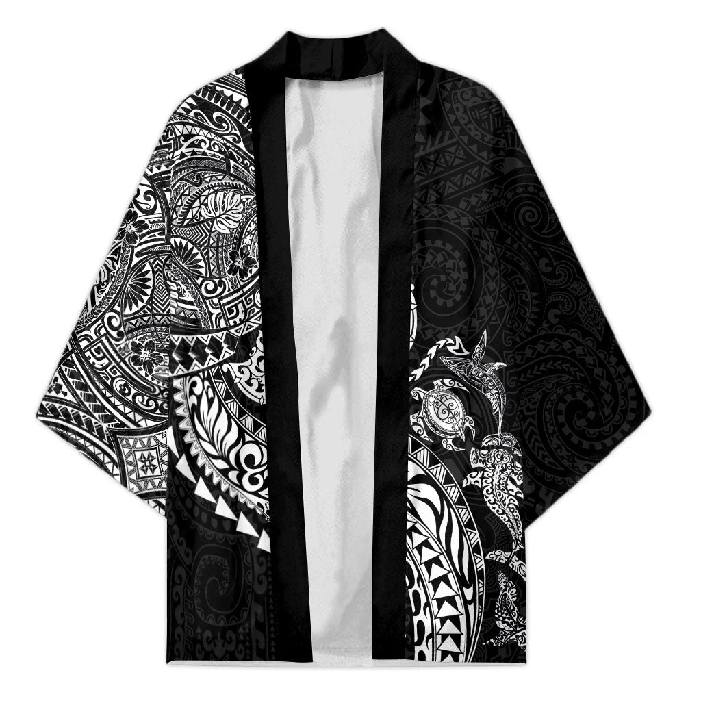 Hawaiian Kakau Tribal Sea Animals Tattoos Kimono Black Color