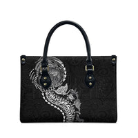 Hawaiian Kakau Tribal Sea Animals Tattoos Leather Bag Black Color