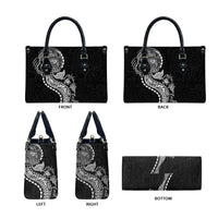 Hawaiian Kakau Tribal Sea Animals Tattoos Leather Bag Black Color