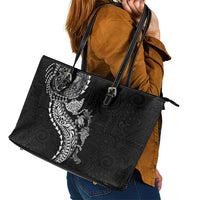 Hawaiian Kakau Tribal Sea Animals Tattoos Leather Tote Bag Black Color LT03 - Polynesian Pride