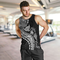 Hawaiian Kakau Tribal Sea Animals Tattoos Men Tank Top Black Color