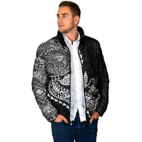 Hawaiian Kakau Tribal Sea Animals Tattoos Padded Jacket Black Color