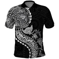 Hawaiian Kakau Tribal Sea Animals Tattoos Polo Shirt Black Color