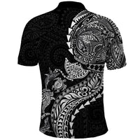 Hawaiian Kakau Tribal Sea Animals Tattoos Polo Shirt Black Color
