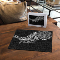Hawaiian Kakau Tribal Sea Animals Tattoos Puzzle Black Color