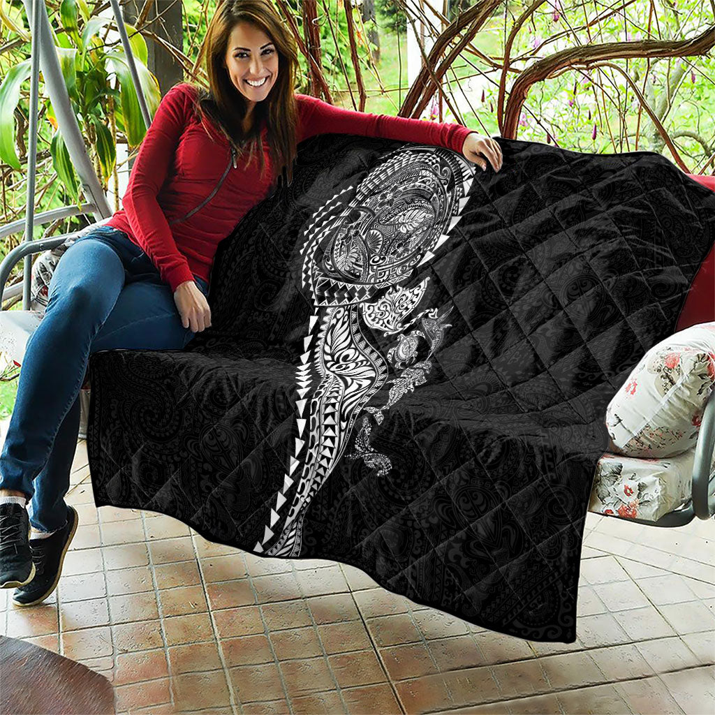 Hawaiian Kakau Tribal Sea Animals Tattoos Quilt Black Color