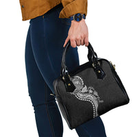 Hawaiian Kakau Tribal Sea Animals Tattoos Shoulder Handbag Black Color