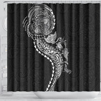 Hawaiian Kakau Tribal Sea Animals Tattoos Shower Curtain Black Color LT03 - Polynesian Pride