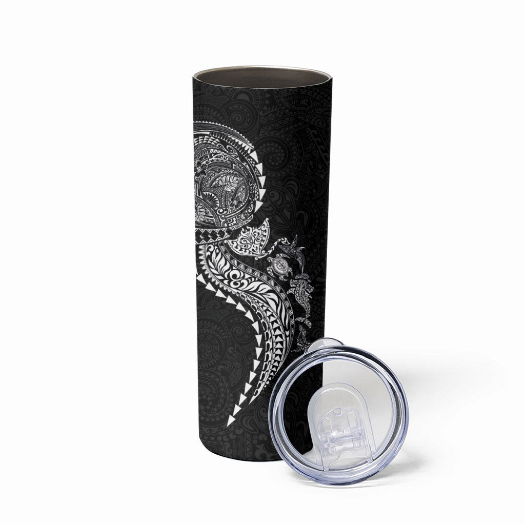 Hawaiian Kakau Tribal Sea Animals Tattoos Skinny Tumbler Black Color