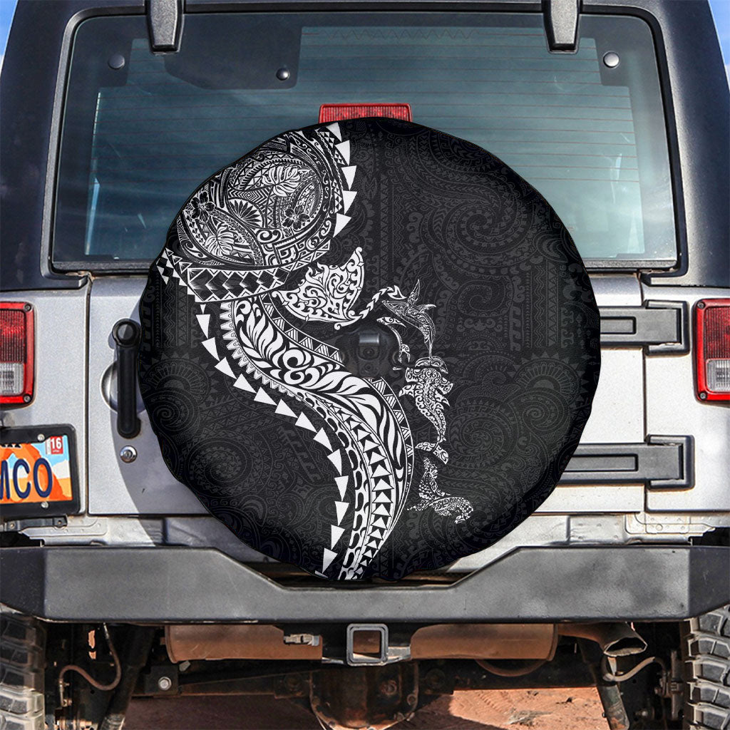 Hawaiian Kakau Tribal Sea Animals Tattoos Spare Tire Cover Black Color