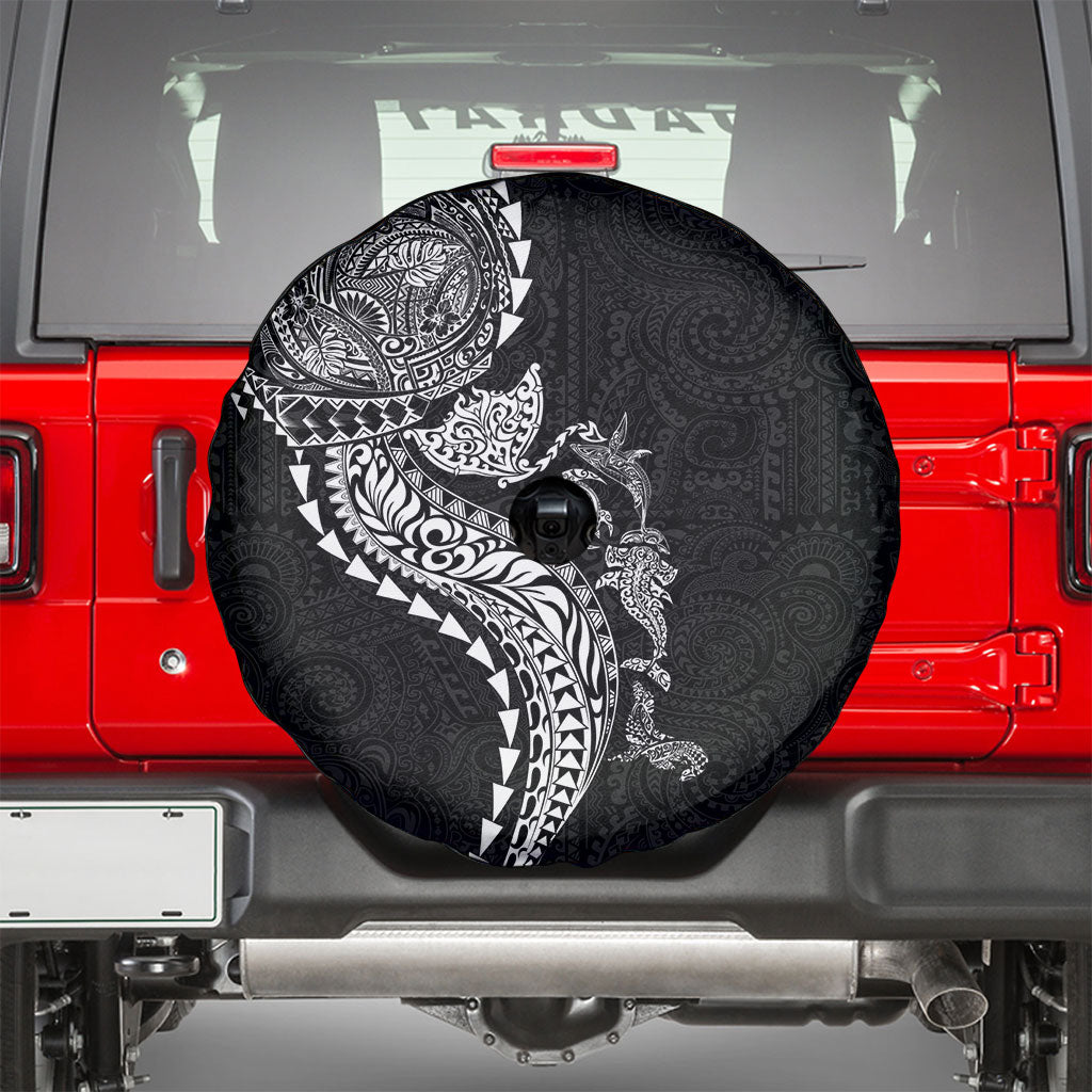 Hawaiian Kakau Tribal Sea Animals Tattoos Spare Tire Cover Black Color