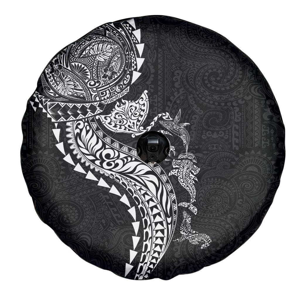 Hawaiian Kakau Tribal Sea Animals Tattoos Spare Tire Cover Black Color