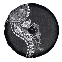 Hawaiian Kakau Tribal Sea Animals Tattoos Spare Tire Cover Black Color