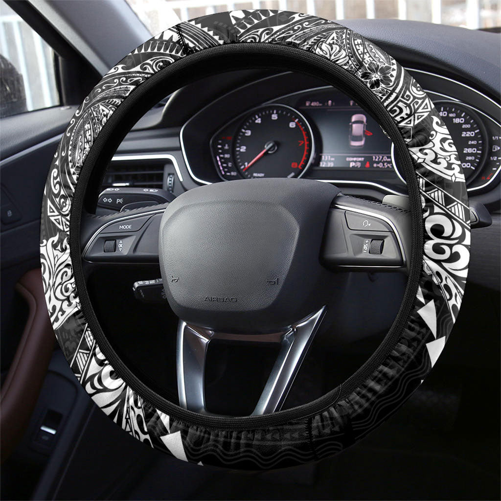 Hawaiian Kakau Tribal Sea Animals Tattoos Steering Wheel Cover Black Color