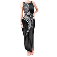 Hawaiian Kakau Tribal Sea Animals Tattoos Tank Maxi Dress Black Color