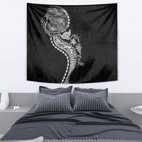Hawaiian Kakau Tribal Sea Animals Tattoos Tapestry Black Color
