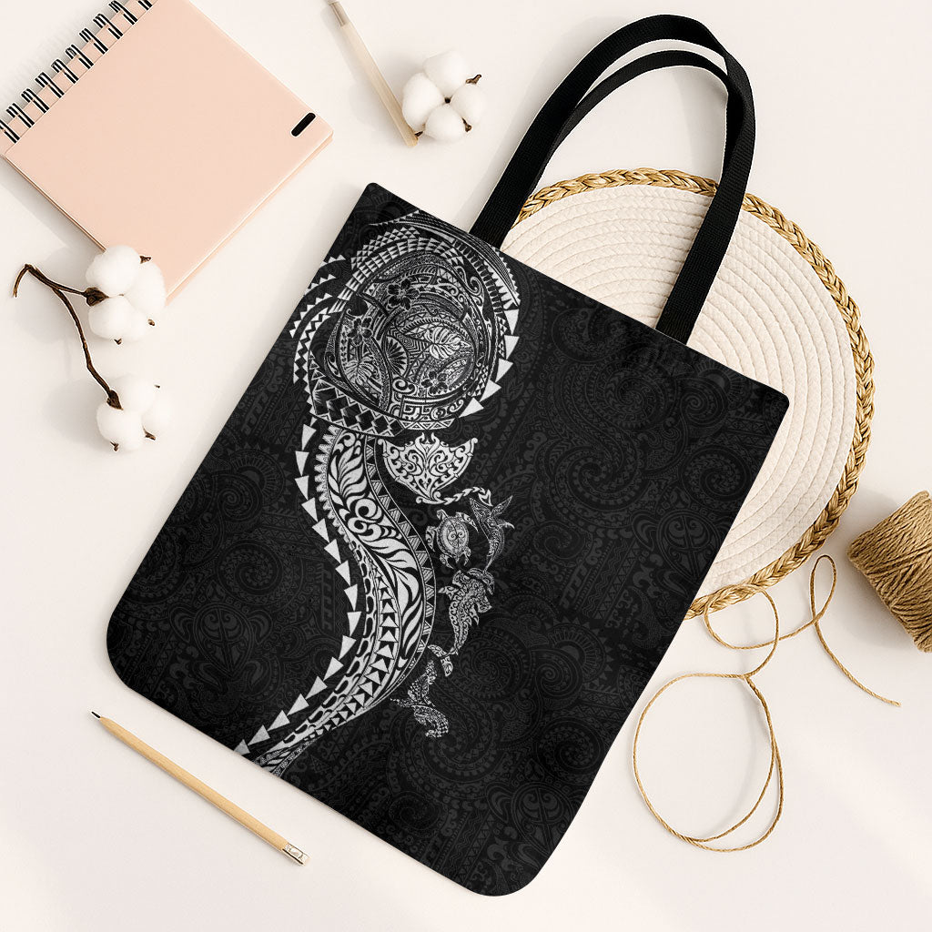 Hawaiian Kakau Tribal Sea Animals Tattoos Tote Bag Black Color LT03 Black Strap One Size Black - Polynesian Pride