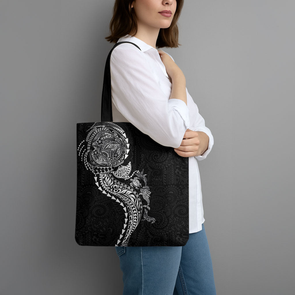 Hawaiian Kakau Tribal Sea Animals Tattoos Tote Bag Black Color LT03 - Polynesian Pride