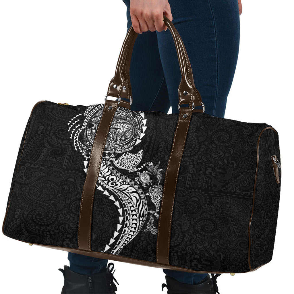 Hawaiian Kakau Tribal Sea Animals Tattoos Travel Bag Black Color