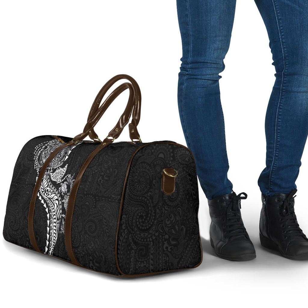 Hawaiian Kakau Tribal Sea Animals Tattoos Travel Bag Black Color