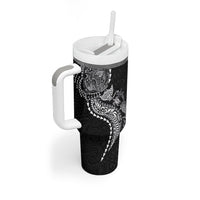 Hawaiian Kakau Tribal Sea Animals Tattoos Tumbler With Handle Black Color LT03 - Polynesian Pride