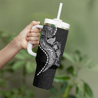 Hawaiian Kakau Tribal Sea Animals Tattoos Tumbler With Handle Black Color LT03 - Polynesian Pride