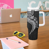 Hawaiian Kakau Tribal Sea Animals Tattoos Tumbler With Handle Black Color LT03 - Polynesian Pride