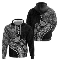 Hawaiian Kakau Tribal Sea Animals Tattoos Zip Hoodie Black Color