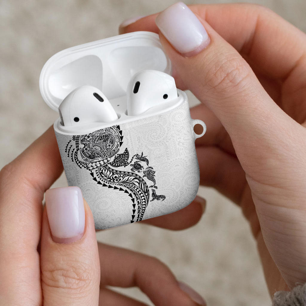 Hawaiian Kakau Tribal Sea Animals Tattoos AirPods Case White Color